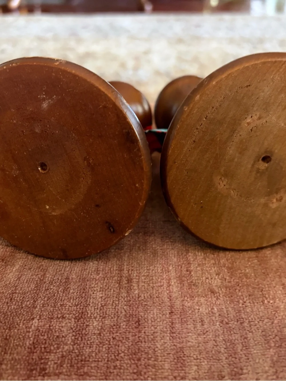 Vintage Wooden Candlestick Pair with Red Tartan Bows Ralph Lauren aesthetic